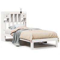 Bed met boekenkast zonder matras grenenhout wit 90x190 cm - thumbnail