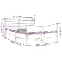 Bedframe met hoofdbord massief grenenhout wit 150x200 cm - thumbnail