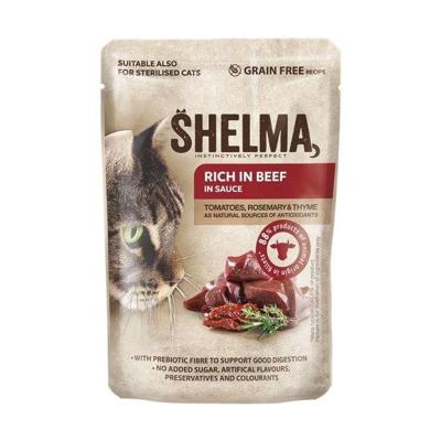 SHELMA Rich in beef in sauce - nat kattenvoer - 85g