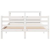 Bedframe met hoofdeinde zonder matras 140x200 cm wit - thumbnail