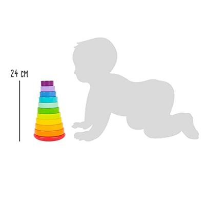 Small Foot houten stapeltoren regenboog, 11dlg. - thumbnail