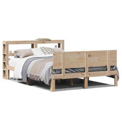 Bedframe met hoofdbord massief grenenhout wit 140x200 cm