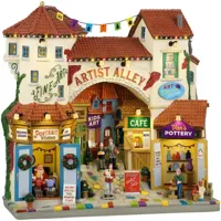 Lemax artist alley verlichte facade Caddington Village 2024 - thumbnail