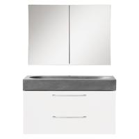 Badkamermeubelset Differnz Somero Met Beton Wastafel 80 cm Hoogglans Wit (Inc. Spiegelkast) - thumbnail