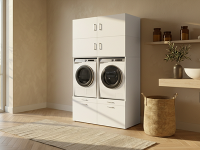 Kast WASHING 2 machines naast elkaar EXTRA LARGE wit