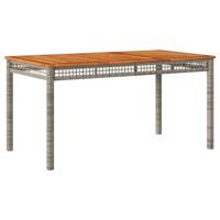 Tuintafel 140x80x75 cm poly rattan en acaciahout grijs - thumbnail