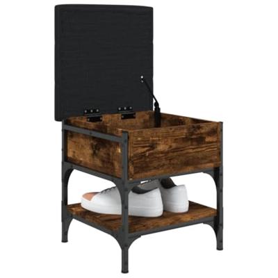 Schoenenbank 42x42x45 cm bewerkt hout gerookt eikenkleurig