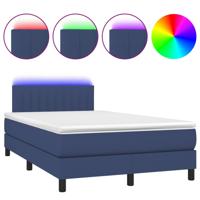 Boxspring met matras en LED stof blauw 140x200 cm - thumbnail