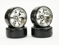 Fastrax 1/10 straat/drift banden op 6 spaaks velgen (6mm Offset)- Chrome - thumbnail