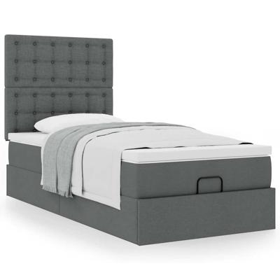 Ottoman bed met matras 160x200cm stof donkergrijs