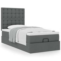 Ottoman bed met matras 160x200cm stof donkergrijs - thumbnail
