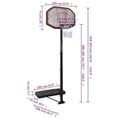 Basketbalstandaard 258-363 cm polyetheen - thumbnail