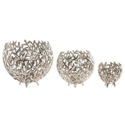 Kaarshouder Home ESPRIT Zilverkleurig Aluminium 20 x 20 x 18 cm