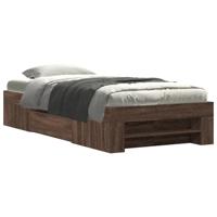 Bedframe zonder matras bewerkt hout bruin eikenkleur 90x200 cm - thumbnail