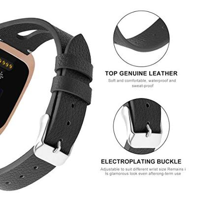 Fitbit Versa 1 / 2 & Lite bandje TPU leer - Zwart