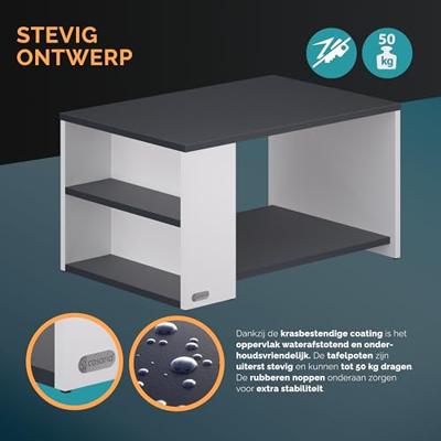 Salontafel Santa Cruz Wit Antraciet 90x60x50cm