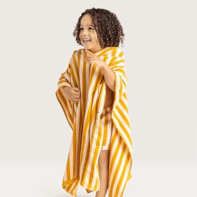 Swim Essentials Strandponcho Geel Wit Gestreept 65 x 65 cm - thumbnail