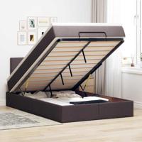 Ottoman bed met matras 120x190 cm stof donkerbruin - thumbnail