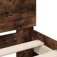Bedframe met hoofdeinde bewerkt hout gerookt eiken 140x200 cm - thumbnail