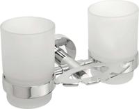 Dubbele Bekerhouder Sapho X-Round Hangend met Zeephouder Chroom / Melkglas - thumbnail