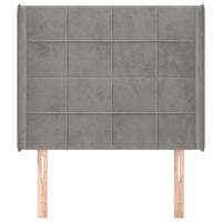 Hoofdbord met randen 103x16x118/128 cm fluweel lichtgrijs - thumbnail