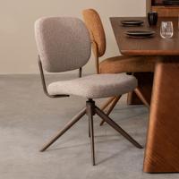 LABEL51 Draaibare Eetkamerstoel 'Geneva' Bouclé, kleur Grijs - thumbnail