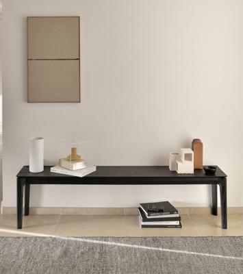 Ethnicraft Eetkamerbank 'Bok' Gevernist Eikenhout, 126cm, kleur Zwart