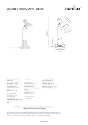 Nordlux Witte bureaulampDevone met pennenbakje - 2512405001