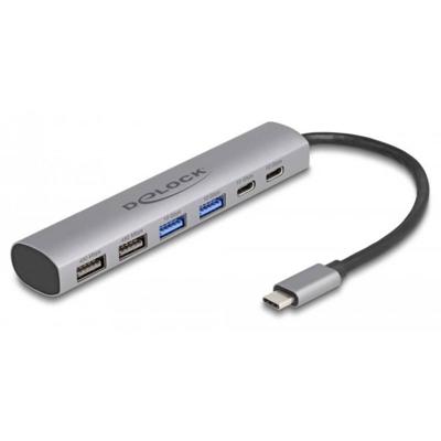 Delock 64232 64232 USB-hub 4 + 2 poorten USB-A, USB-C USB 3.2 Gen2 10 GBit/s Met USB-C stekker Grijs Delock 64232 64232 USB-hub 4 + 2 poorten USB-A, USB-C USB 3.2 Gen2 10 GBit/s Met USB-C stekker Grijs