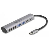 Delock 64232 64232 USB-hub 4 + 2 poorten USB-A, USB-C USB 3.2 Gen2 10 GBit/s Met USB-C stekker Grijs - thumbnail
