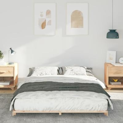 Bedframe Bruin 140 x 210 cm Massief grenenhout