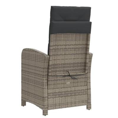 Tuinstoelen 2 st verstelbaar met voetensteun poly rattan grijs - thumbnail