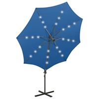 VidaXL Zweefparasol met paal en led-verlichting 300 cm azuurblauw - thumbnail