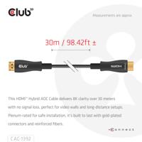 club3D CAC-1392 HDMI Verlengkabel [1x HDMI-stekker - 1x HDMI-stekker] Zwart Active Optical Cable (AOC) 30 m - thumbnail