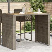 Tuinbartafel acaciahouten blad 145x80x110 cm poly rattan grijs - thumbnail