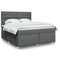 Boxspring met matras stof donkergrijs 180x200 cm - thumbnail