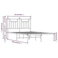 Bedframe met hoofdbord metaal wit 120x200 cm - thumbnail