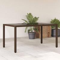 Tuintafel met glazen blad 150x90x75 cm poly rattan bruin - thumbnail