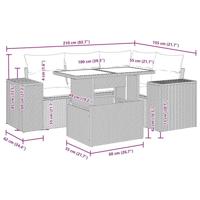 5-delige Loungeset met kussens poly rattan grijs - thumbnail