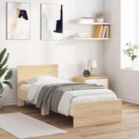 Bedframe met hoofdbord zonder matras sonoma eiken 90x200 cm - thumbnail