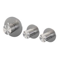 Brauer Stripe inbouwthermostaat en 2 stopkranen met in- en afbouwdelen RVS-kleurig geborsteld PVD - thumbnail