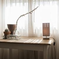 QAZQA Moderne tafellamp grijs met staal - Milo - thumbnail