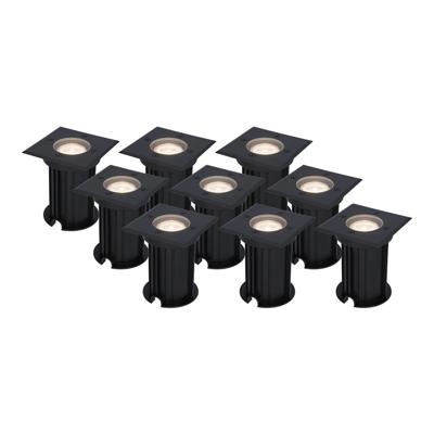 Set van 9 Ramsay LED Grondspots - Vierkant - Dimbaar - GU10 - 4000K neutraal wit - 4 Watt 345 Lumen - Tuinspot - Zwart - IP67 waterdicht - Overrijdbaar voor de Oprit, Tuin en Terras