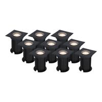 Set van 9 Ramsay LED Grondspots - Vierkant - Dimbaar - GU10 - 4000K neutraal wit - 4 Watt 345 Lumen - Tuinspot - Zwart - IP67 waterdicht - Overrijdbaar voor de Oprit, Tuin en Terras - thumbnail