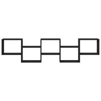 Wandschap kubus 5 vakken bewerkt hout zwart - thumbnail