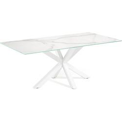 Kave Home Eettafel 'Argo' Keramiek, 160 x 90cm, kleur Wit