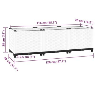 VidaXL Plantenbak verhoogd 120x40x38 cm polypropeen