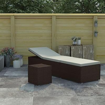 Ligbed met kussen en theetafel poly rattan bruin Ligbed met kussen en theetafel poly rattan bruin