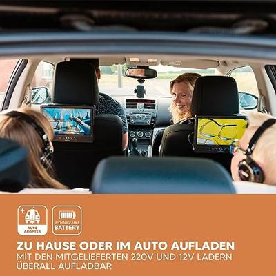 Lenco 2x 9" draagbare DVD-speler met USB SD ingebouwde batterij hoofdtelefoon en beugel Zwart - DVP-939