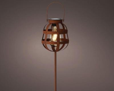 Solar stake light dia14-H80cm rustic brown Decoris - Decoris